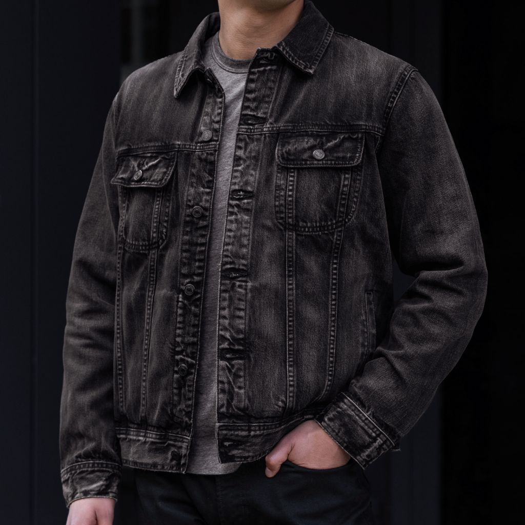 Denim Trucker Jacket | Faded Black
