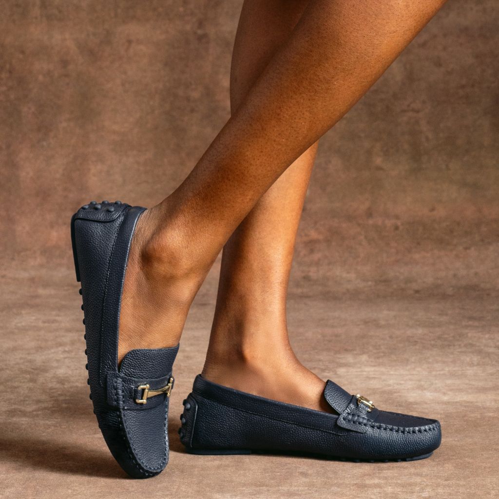Driving Loafer | Navy & Gold