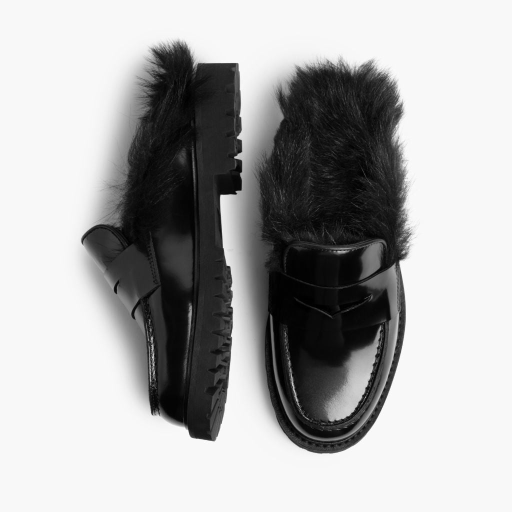 Penny Mule | Black Shearling