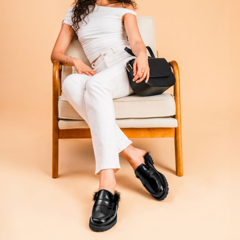 Penny Mule | Black Shearling