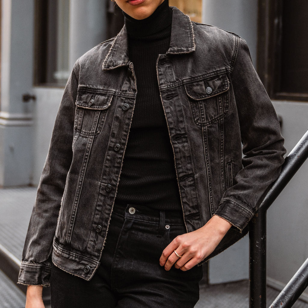 Denim Trucker Jacket | Faded Black