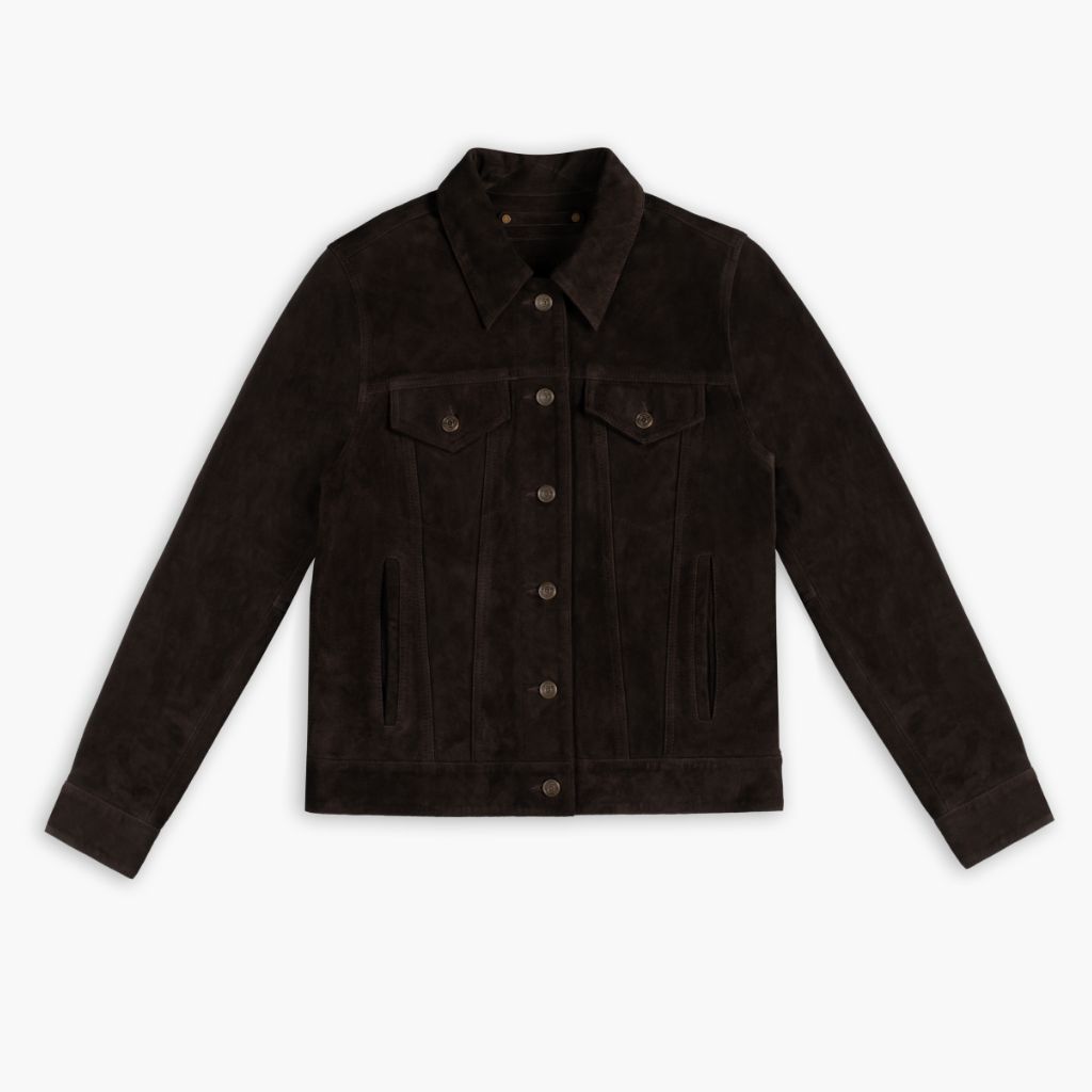 Suede Trucker Jacket | Chocolate