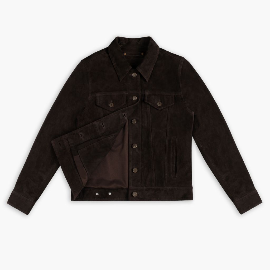Suede Trucker Jacket | Chocolate