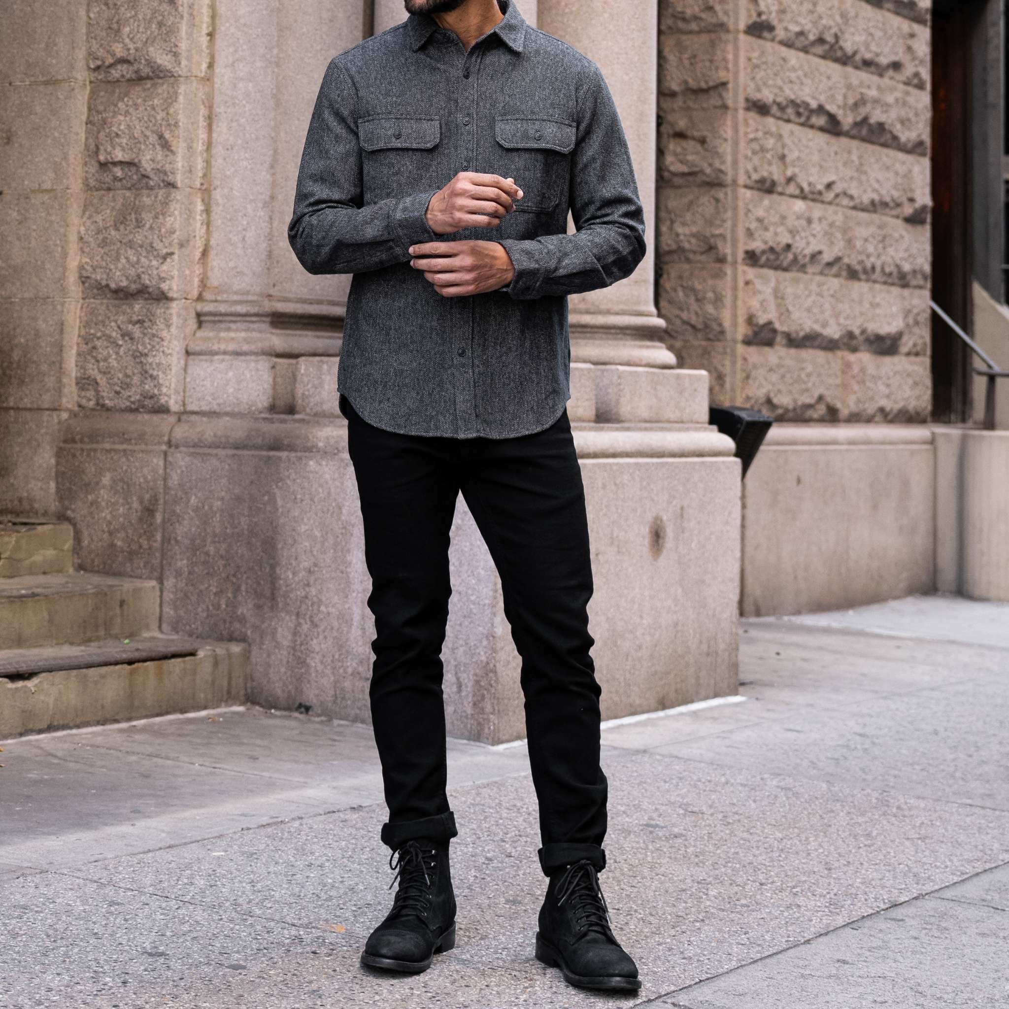 Summit Flannel Shirt | Blue Herringbone