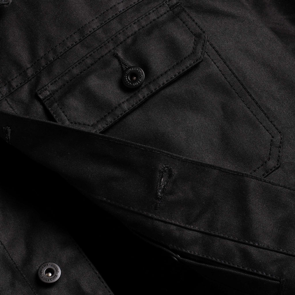 Waxed Trucker Jacket | Black
